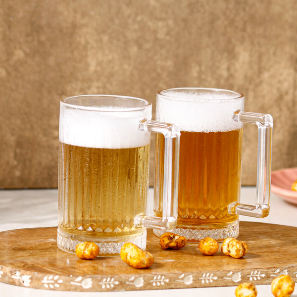 Lined Glass Beer Mug Set of 2, 300 ML